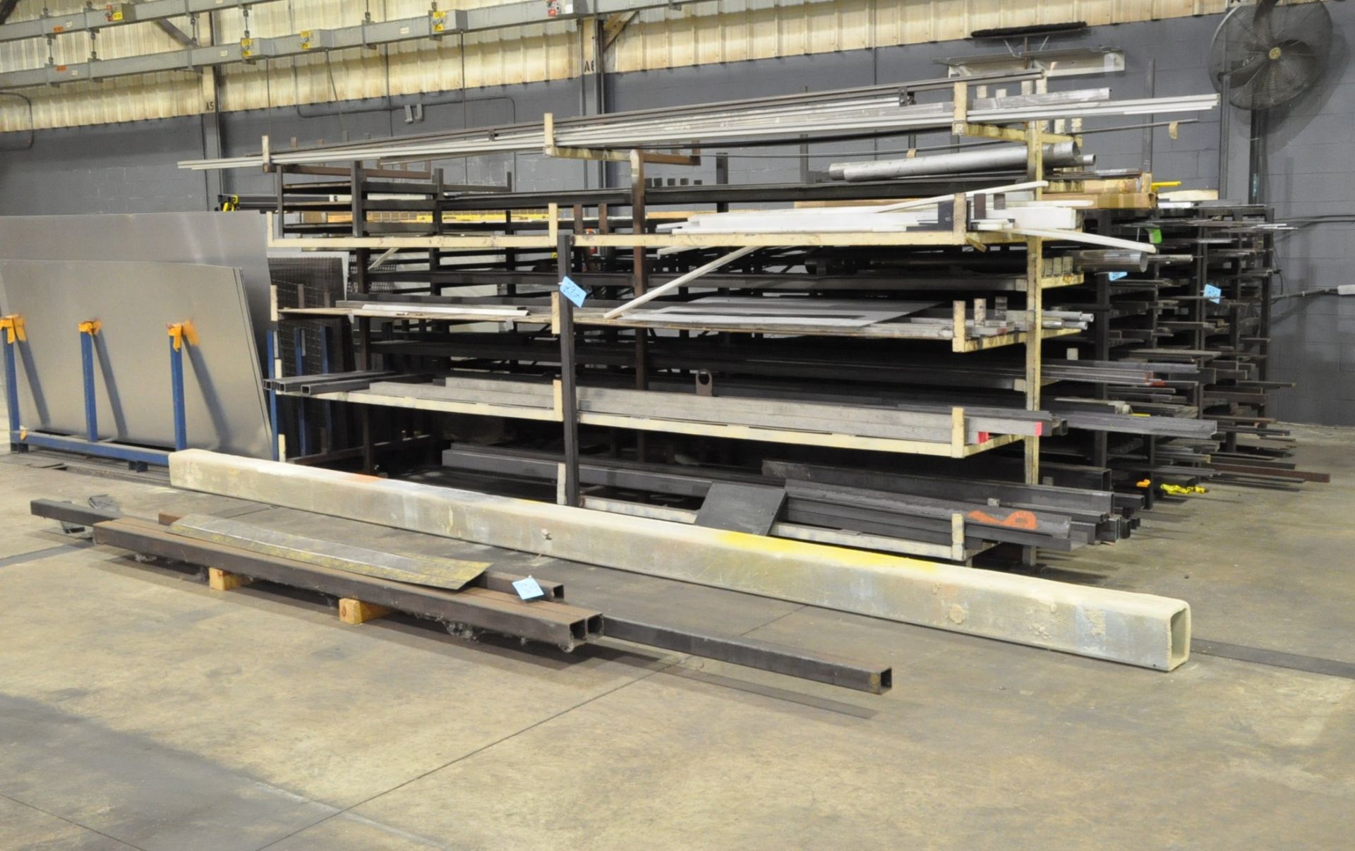 Lot-Structural Steel and Solid Stock on (4) Racks and Loose on the Floor, with Stands - Image 6 of 13