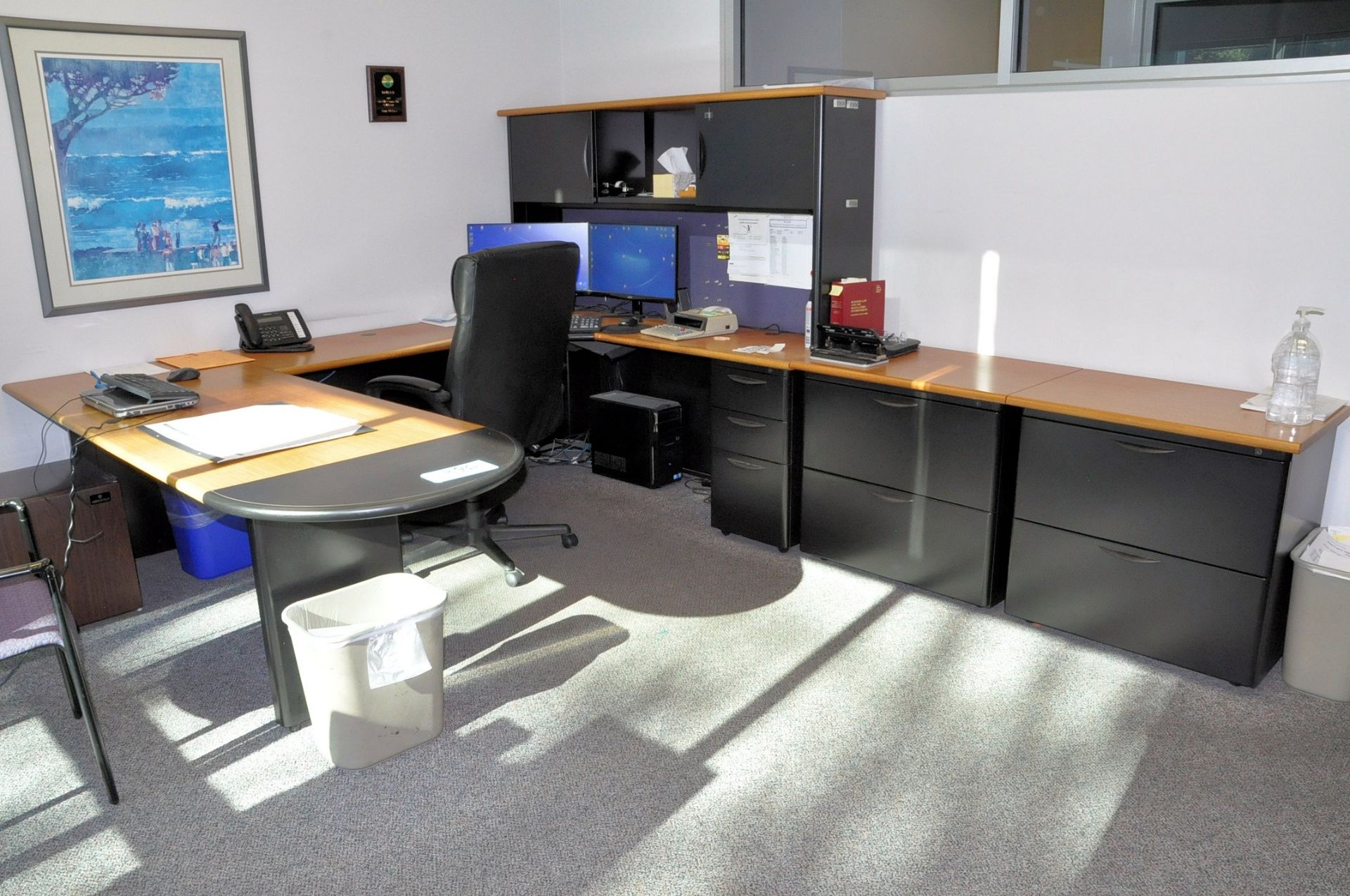 Lot-Modular Office Furniture, Chairs and File Cabinets in (1) Office,