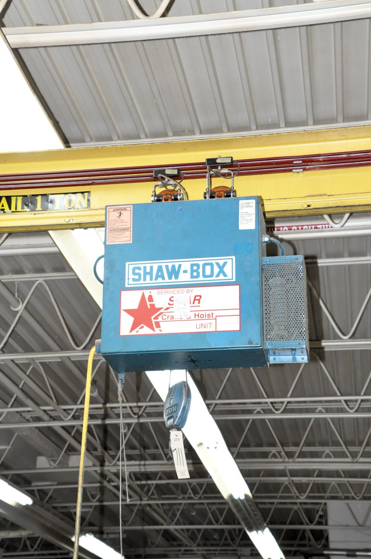 American Monorail 1-Ton Capacity Bottom Running 6-Way Single Girder Bridge Crane, 25' Span, Shaw Box - Image 2 of 2