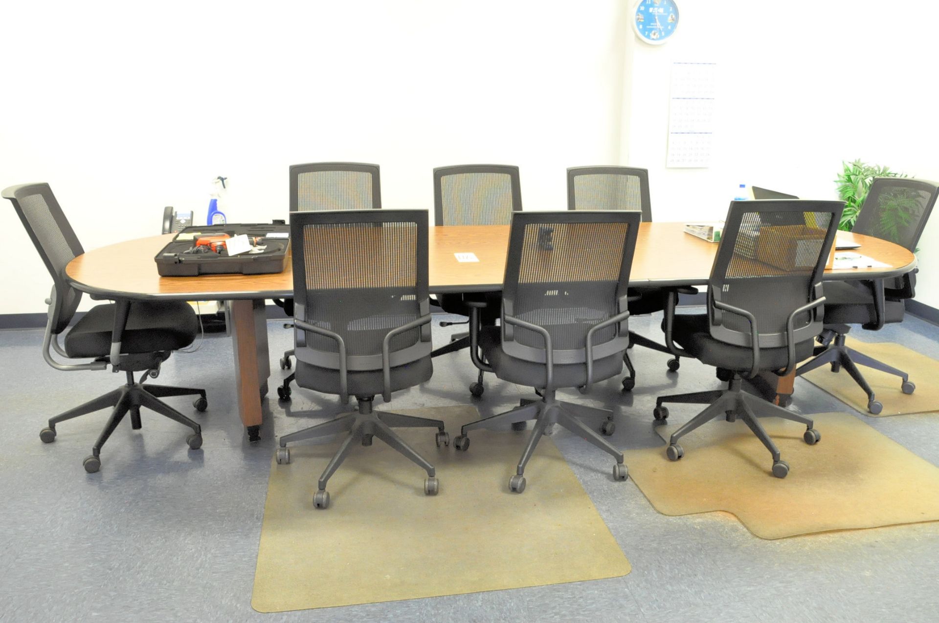 Lot-47" x 141" Oval Conference Table with (8) Chairs, Stand and (2)