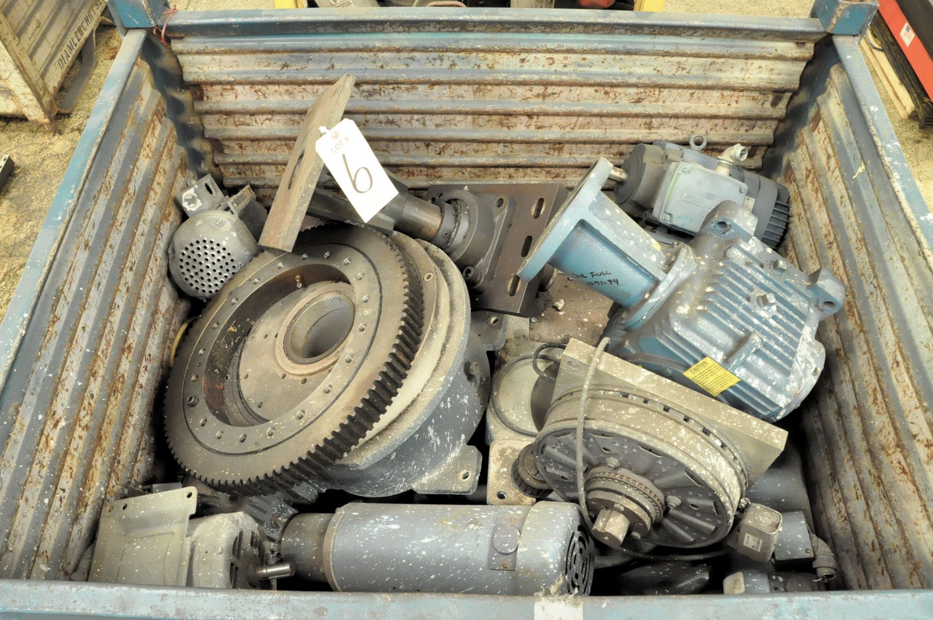 Lot-Gear Boxes and Motors in (1) Steel Tub