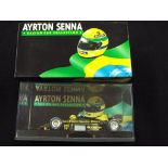 Die cast - a 1:43 scale Ayrton Senna Lotus 97 T-Renault Turbo 1985 F1 racing car by the Racing Car