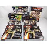 Star Wars - Jabba the Hutt Palace Darth Vader money box, six Droid Star Fighters and similar,