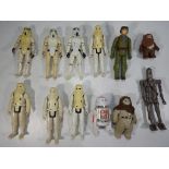 Star wars - twelve unboxed figures from the 1980s and 1990s comprising Storm Troopers x 3,
