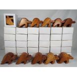 Forty one novelty wooden carved trinket boxes,