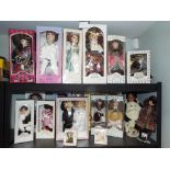 Porcelain Dolls - A good selection of approximately twenty eight dolls, eleven in original boxes,