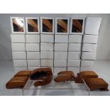 Forty three unused novelty wooden carved whales trinket boxes,