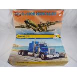 Model Kits - an Airfix 1:72 scale Hercules airplane and an Italeri 1:24 scale Peterbilt Truck,