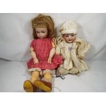 Armand Merseille - Two vintage Bisque headed dolls both with sleeping eyes, jointed limbs,