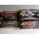 Maisto - four 1:18 scale Special Edition diecast models, Mercedes Benz 500K, Mercedes CLK-GTR,