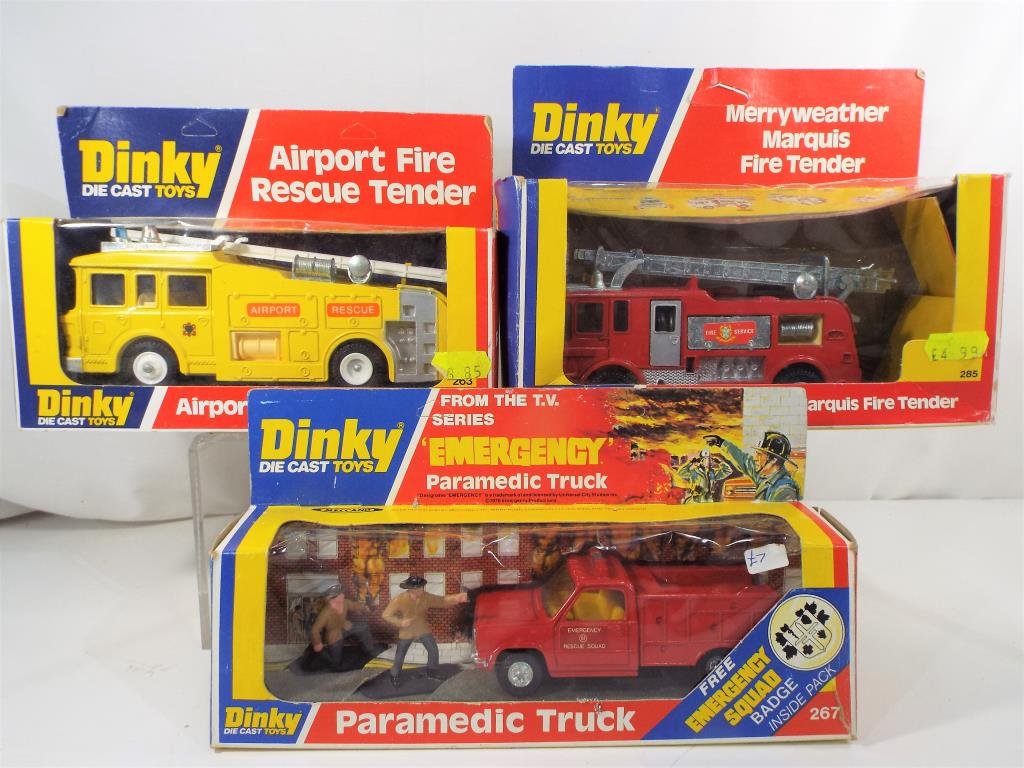 Dinky - Three diecast fire engines in VG to E boxes comprising # 263, # 267 and # 285.