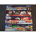 Star Wars - a four boxed Star Wars lightsabers by Hasbro to include Obi-Wan Kenobi Episode 1