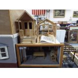 Doll's House Furniture - a glass fronted display containing a quantity of very detailed doll's