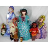 Vintage dolls - a selection of costume dolls to include a Native American Indian doll with open