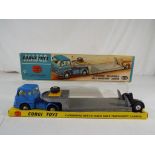 Corgi Major #1131 Carrimore Detachable Axle Machinery Carrier, blue cab with yellow interior,