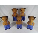 Sooty - five money banks in the style of Sooty (lacking base plates) 25 cm (high) [5]