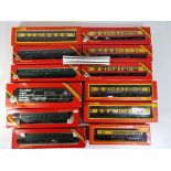 Model Railways - Hornby 12 coaches in original boxes and One unboxed, various regions including GWR,