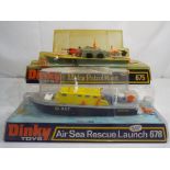 Dinky - #675 Motor Patrol Boat with missiles and dingy #678 AIR Sea Rescue Launch,