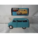 Corgi Toys - A Corgi Toys # 404 Bedford 'Dormobile' Personnel Carrier, in mid blue with spun hubs,