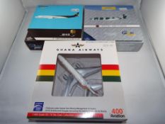 Model Airplanes - three 1/1400 scale diecast airplanes in original boxes,