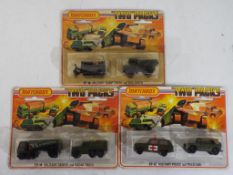 Matchbox - three two vehicle cast models comprising TP-12 Military Police and Field Car,