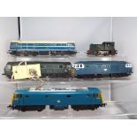 Model Railways - five unboxed locos by Hornby and Tri-ang comprising D7093 Hymik loco,