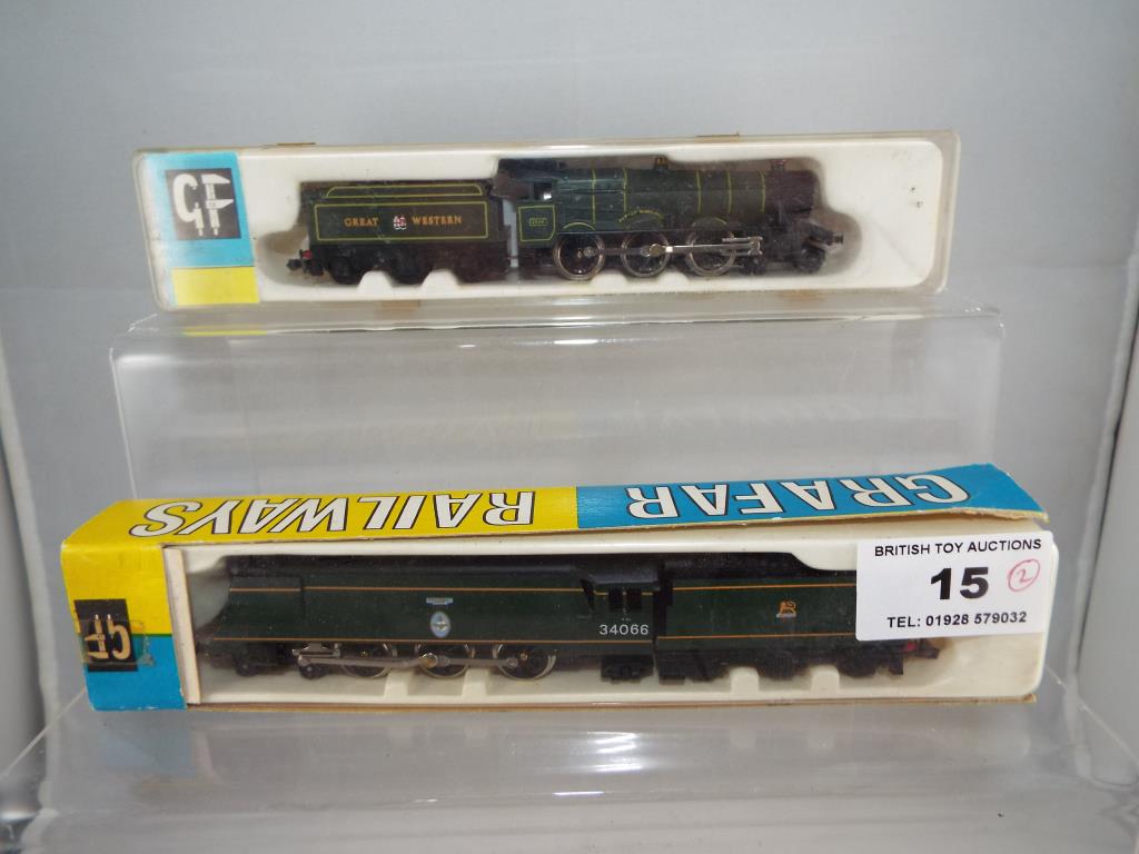 Grafar - two N gauge model locomotives comprising 4-6-2 op no 34066 and 4-6-0 op no 6998 Burton