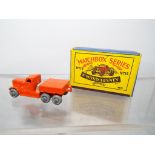Matchbox by Lesney - a diecast model Diamond T prime mover # 15, orange with silver trim, 6GMW,