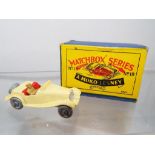 Matchbox by Lesney - a diecast model MG Midget TD, with brown driver figure # 19,