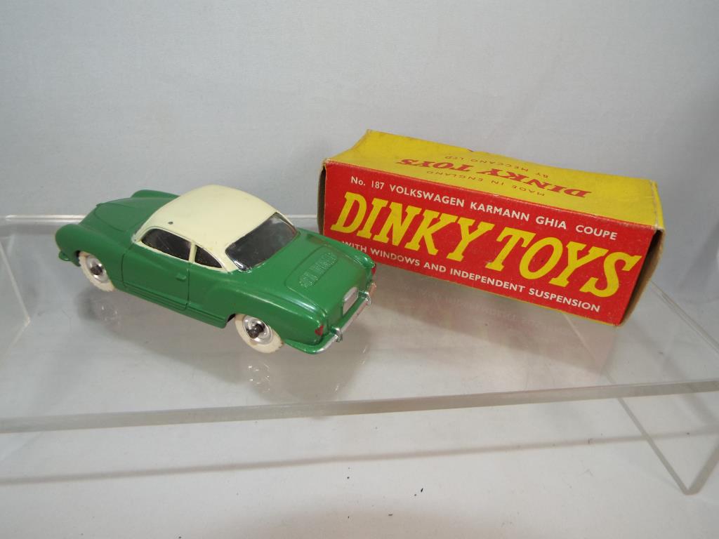 Dinky - a diecast model Volkswagen Karmann Ghia Coupe, green body with pale yellow roof, - Image 2 of 3