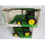 John Deere - two large scale diecast models comprising MFWD Tractor # 4455 and Utility Tractor with