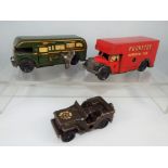 Brimtoy Pocketoy - three tin plate clockwork model motor vehicles comprising a Brimtoy Removal Van,