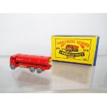 Matchbox by Lesney - a diecast model ERF Road Tanker # 11, red with gold trim, Esso decal to rear,