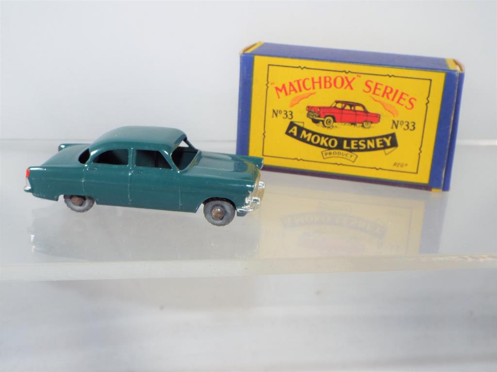 Matchbox by Lesney - a diecast model Ford Zodiac # 33, dark green with silver trim, 4GMW, - Image 2 of 2