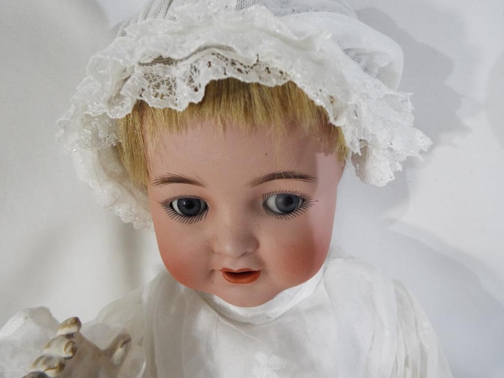 Schoenau & Hoffmeister - a bisque headed doll, sleeping blue eyes, open mouth, - Image 3 of 7