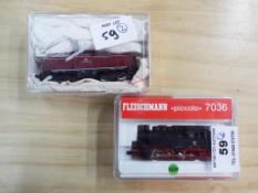 Fleischmann N gauge - a lot consisting of a steam locomotive 0-8-0T #7036 in original case and a