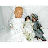 A collection of three good quality vintage dolls to include a boy Armand Marseille marked to the