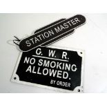 Two cast iron signs related to railways, Est £20 - £30.