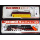 Fleischmann N gauge - a lot comprising of a steam locomotive 2-10-0 with tender #7183 and a diesel