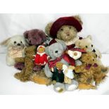 A collection of good quality bears to include a grey Merrythought with tags, approx 25cm (h),