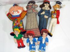 A collection of cloth dolls to include a Sunny Jim Force Wheat Flakes, three Bisto Kids Funs 1989,