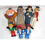 A collection of cloth dolls to include a Sunny Jim Force Wheat Flakes, three Bisto Kids Funs 1989,