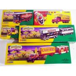 Diecast - five Corgi diecast vehicles from The Showman's range and Pinder Jean Richard comprising