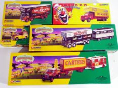 Diecast - five Corgi diecast vehicles from The Showman's range and Pinder Jean Richard comprising