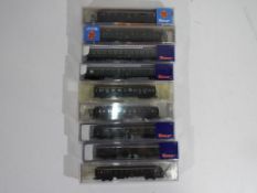 Model Railways - Roco - nine boxed of N gauge coaches by Roco, includes 24391, 24510,