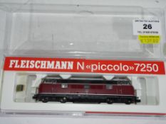 Fleischmann N gauge - a diesel locomotive # 7250 packaging states NEM, digital,