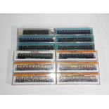 Model Railways - Atlas, Roco, Arnold - a collection of twelve boxed items of N passenger coaches,