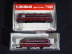 Fleischmann N gauge - two diesel locomotives #7400 and #7401 K in original cases,