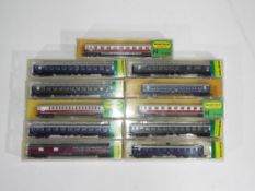Model Railways -Minitrix - a collection of eleven boxed items of N gauge passenger coaches by