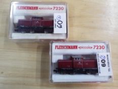 Fleischmann N gauge - two diesel locomotives #7230 in original cases,